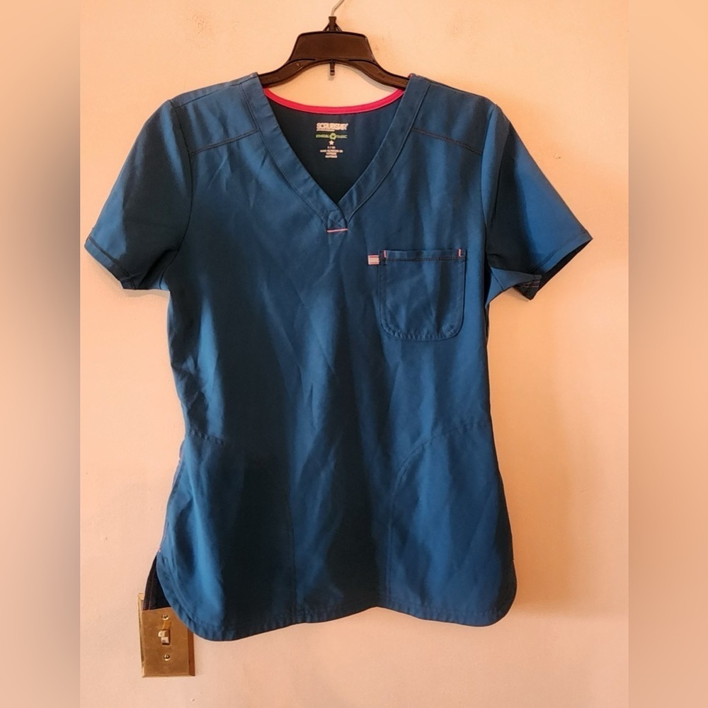Scrubstar teal blue Scrub Top size small
